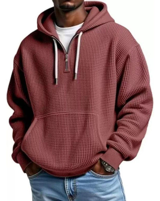 Hoodie Homme Unie Fermeture Éclair Pull