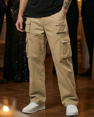 Pantalon Homme Multi-Poche Jambe Droite Cargo