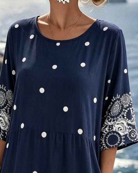 Robe À Pois Imprimé Ample