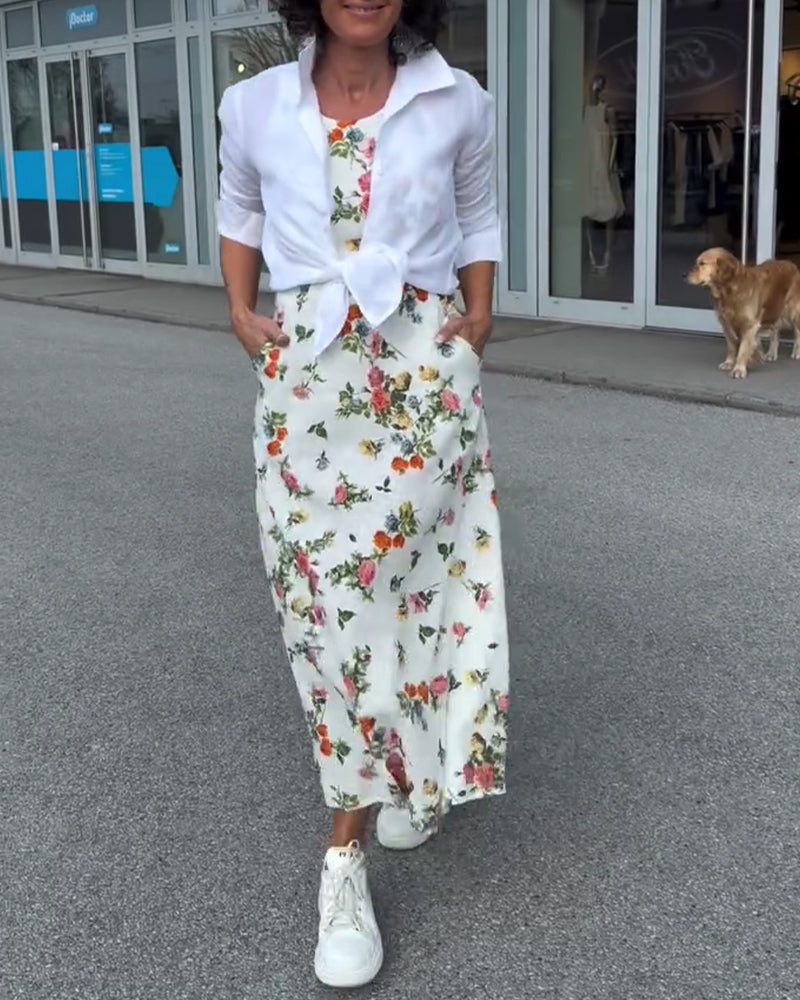 Robe Sans Manches Imprimée Décontractée