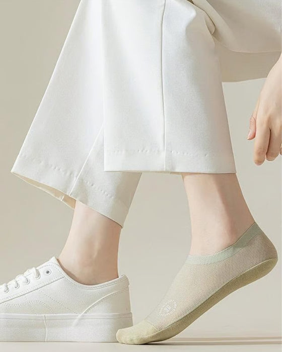 Socquettes Fines Invisibles En Coton Peigné, Antidérapantes