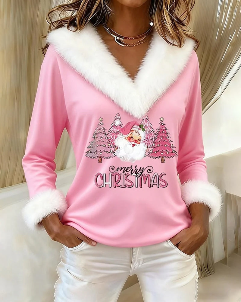 Haut À Grand Col En Fourrure Imprimé