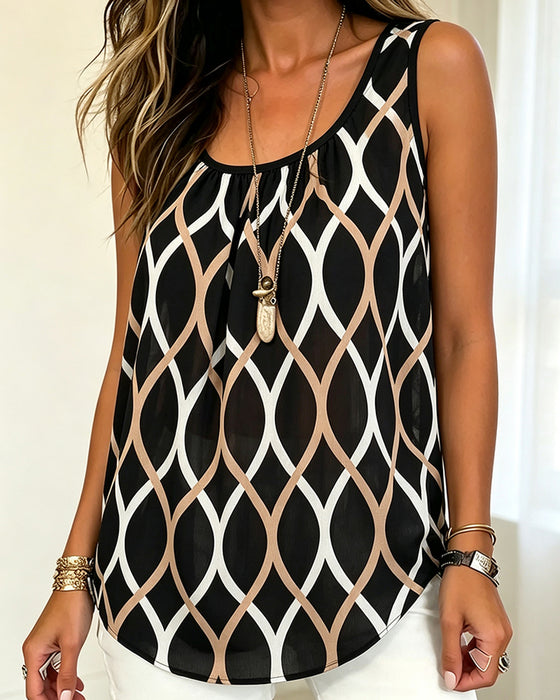Tank Top Col U Sans Manches Ligne Lâche
