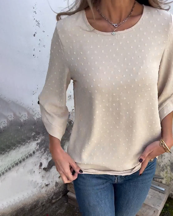 Blouse Manches Longues Col Rond Unie