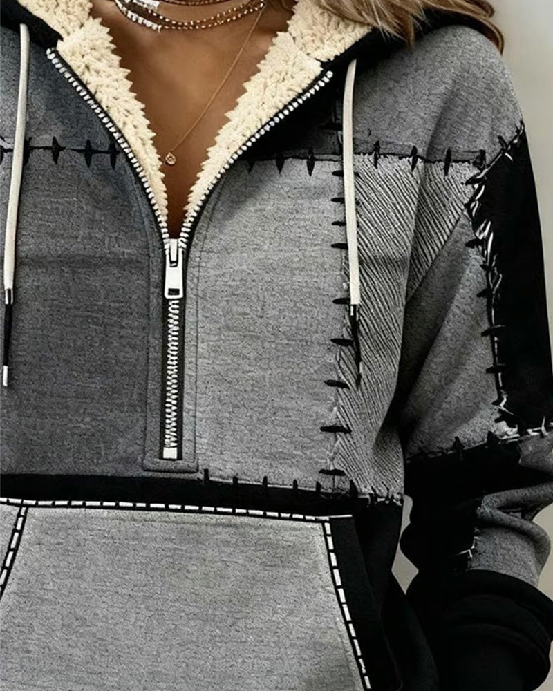 Sweat À Capuche Mi-Éclair Avec Poche