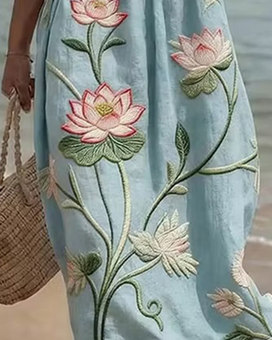Robe Florale Col Rond