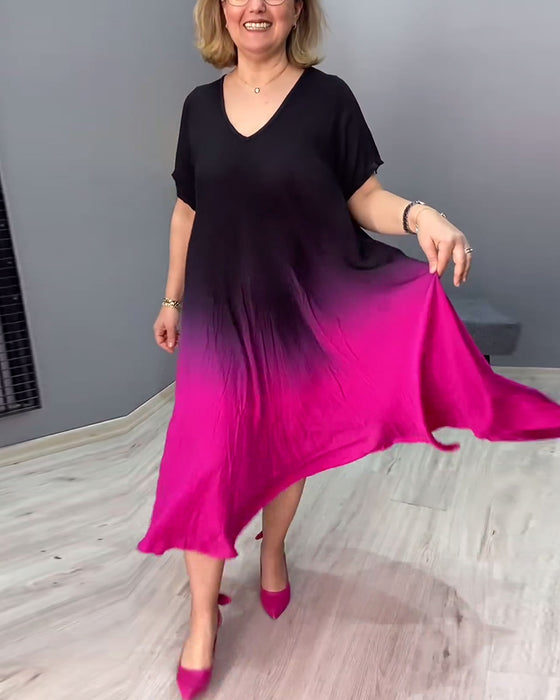 Robe dégradée plissée décontractée