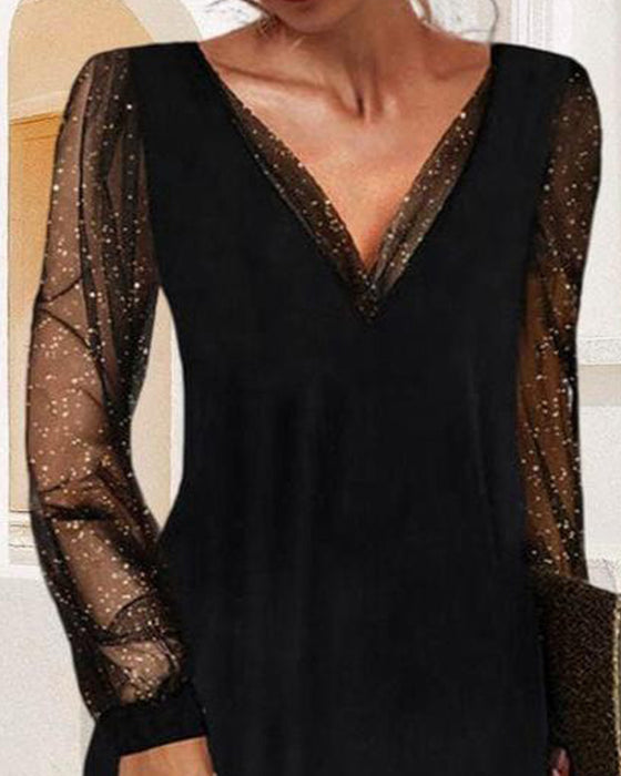 Robe Élégante Col En V Coupe A