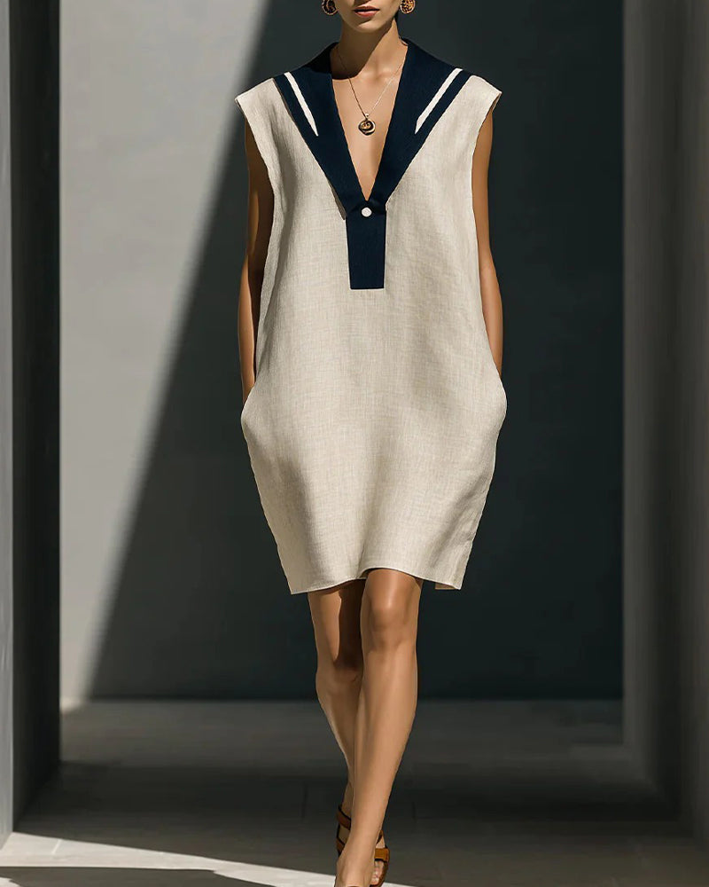 Robe Contraste De Couleur Sans Manches Shift