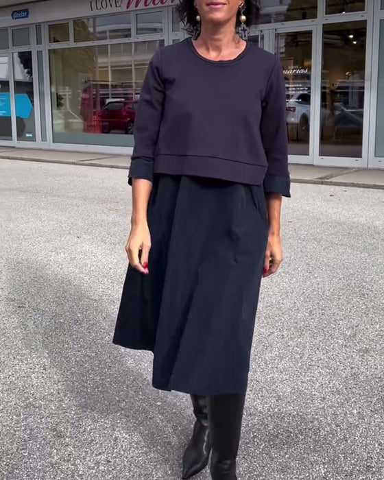 Robe Col Rond Patchwork Tendance