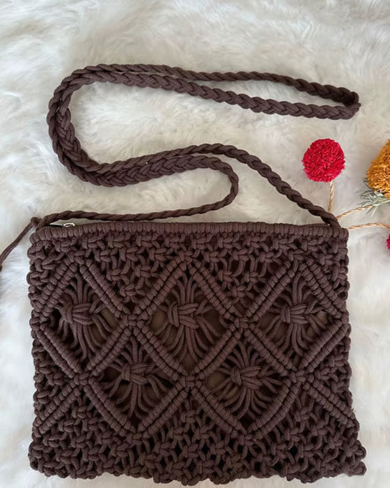🏆Vente Flash⚡Pochette Minimaliste à Gland pour Femme – Sac Rétro en Corde de Coton Tressée Style Bohème pour Vacances d'Été à la Plage