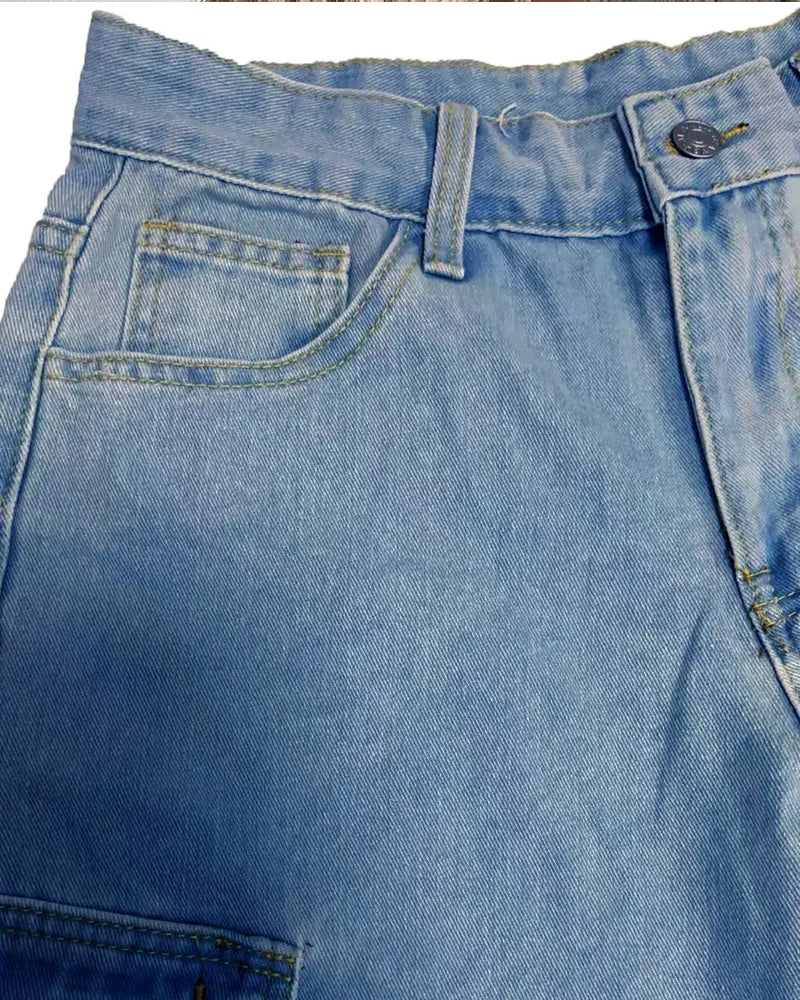 Jean Homme Décontracté Solide Rabat Poche Cargo Denim