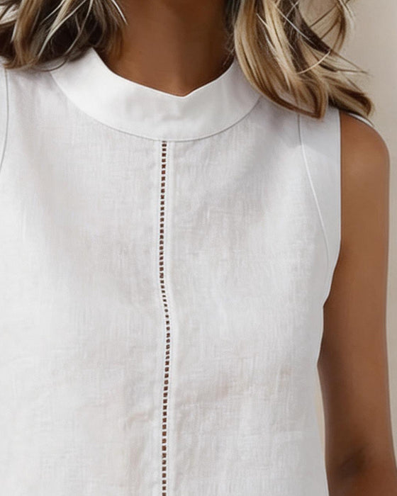 Tank Tops Sans Manches Découpe Unie