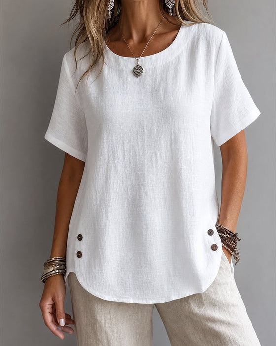 T-Shirt Col Rond Uni Simple 100% Coton