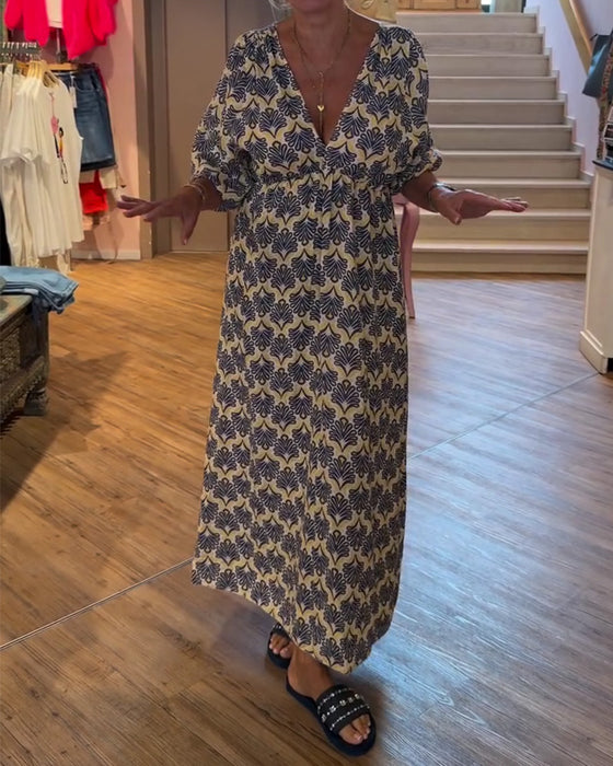 Robe Vintage Profond Col V Floral