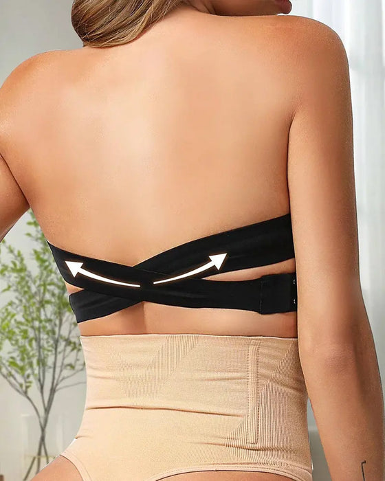 Haut De Soutien-Gorge Sans Bretelles Sans Coutures Fermeture Latérale Croisée