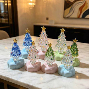 Sapin De Noël En Verre Avec Base Céramique Rotative