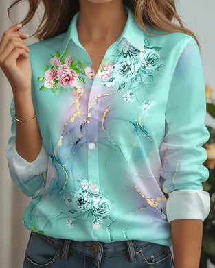 Chemise À Imprimé Floral Avec Col