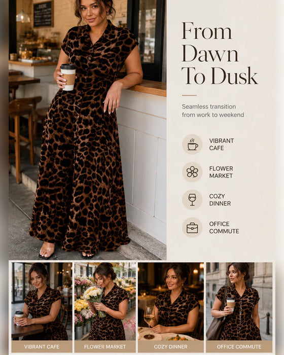 Robe Décontractée Imprimé Léopard Maxi