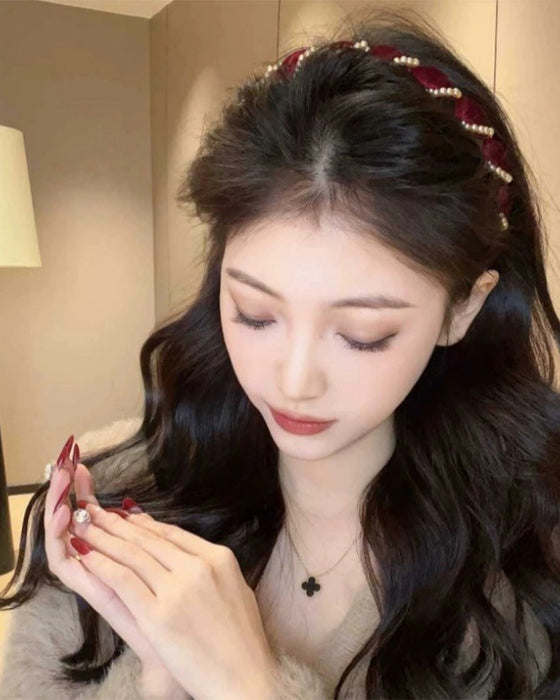 Bandeau Vintage Haut Crâne Perle Artificielle