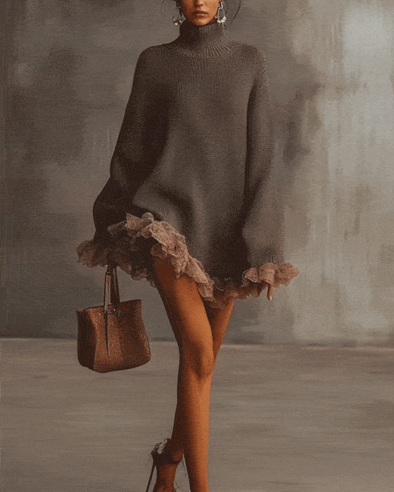 Ensemble Avec Style Élégant, Couche de Pull Et Robe Camisole