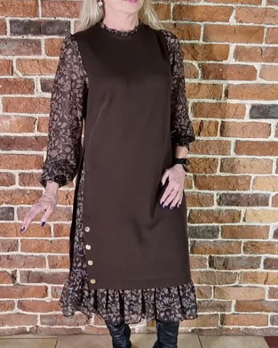 Robe À Col Rond Effet Faux Deux Pièces