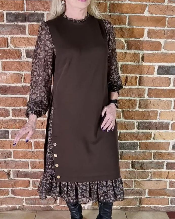 Robe À Col Rond Effet Faux Deux Pièces