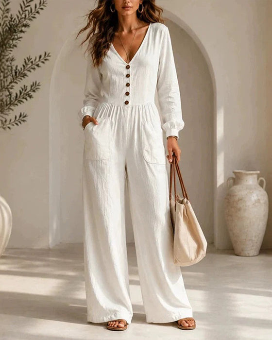 Combinaison Casual Poche Manches Longues