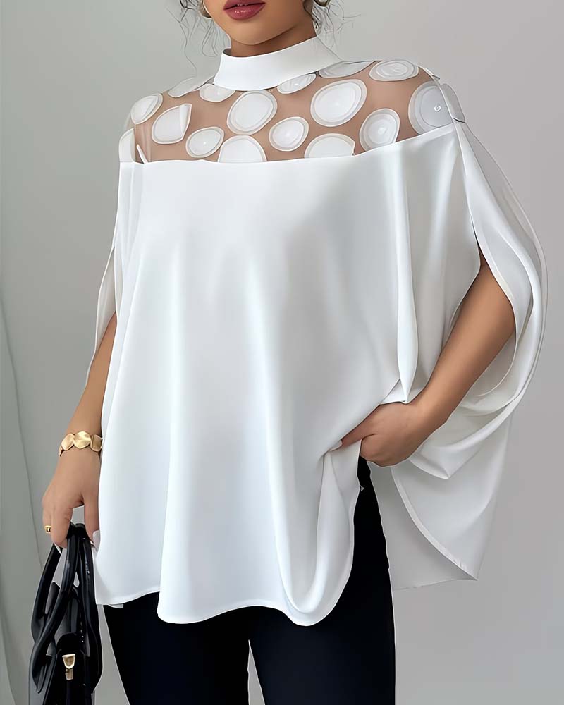 Blouse Panneau Mesh Grand Pois