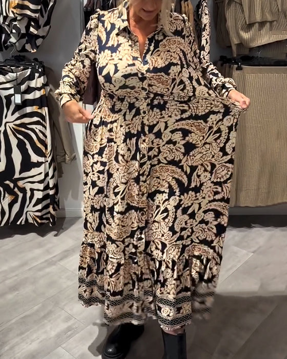 Robe De Mode À Col À Revers Imprimée