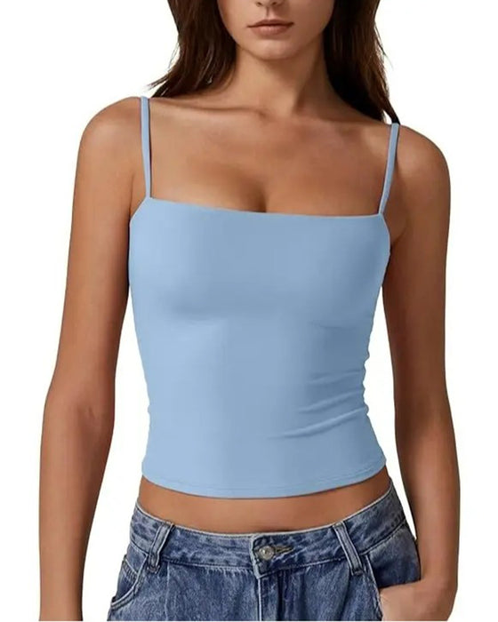 Cami Top Sans Bretelles Col Droit Bretelles