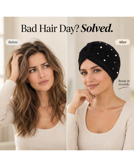 Chapeau Perle Plissé Pré-Noué Turban