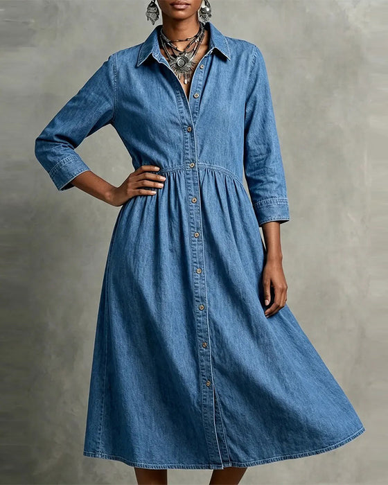 Robe Col Chemise Décontractée