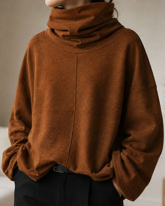 Sweatshirt Col Roulé Manche Longue Décontracté