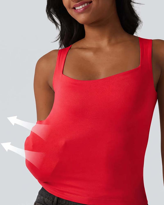 Débardeur Unie Col Carré Soutien-Gorge Intégré