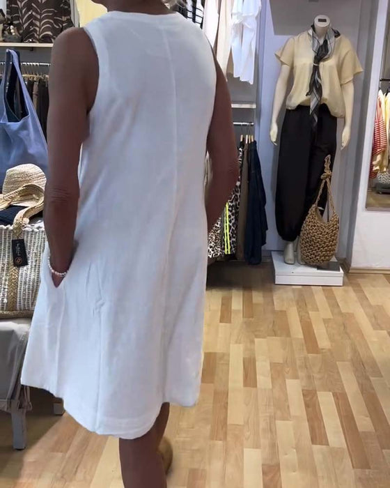 Robe Sans-Manches Col-V Décontractée A-Ligne