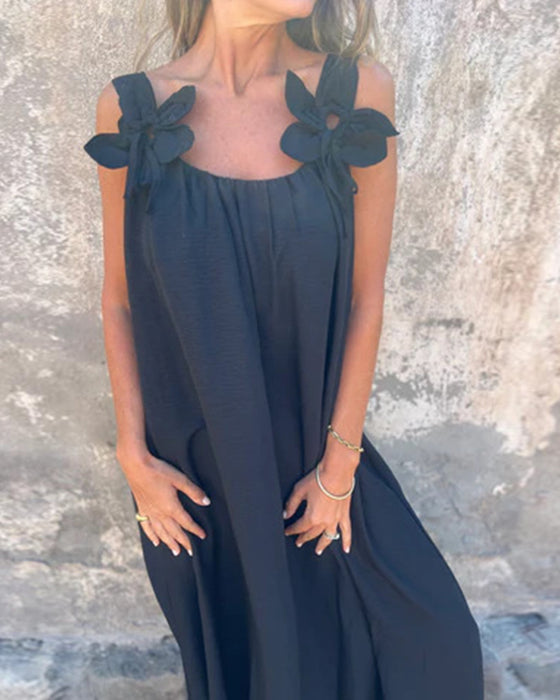 Robe Sans Manches Unie Fashion Longue