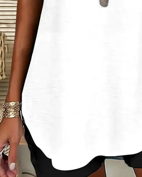 Blouse Décontractée Épaule Descendue Col En V Manches Courtes