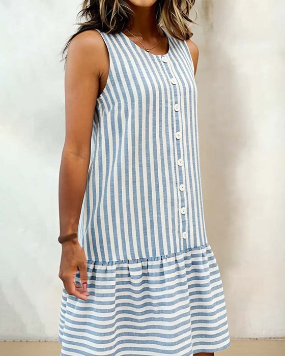 Dress Sans manche Rayé A-line