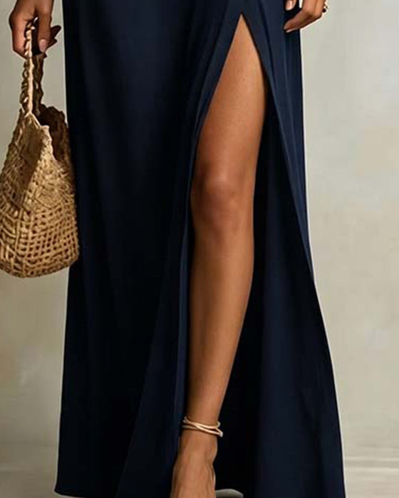 Robe À Épaule Inclinée Et Fente