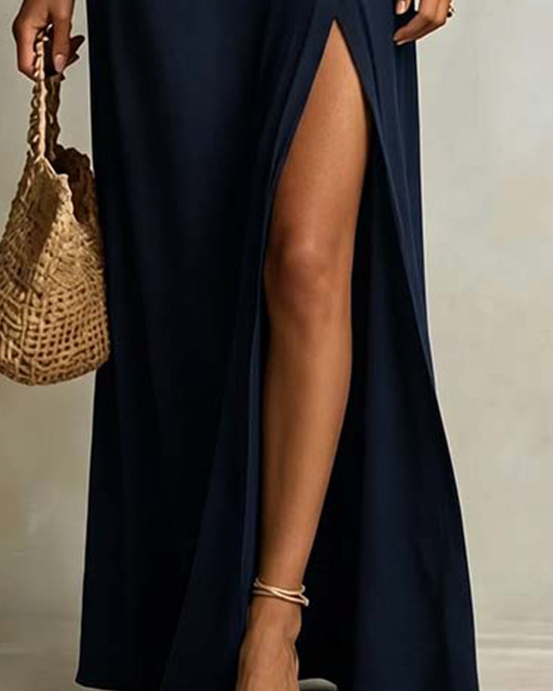 Robe À Épaule Inclinée Et Fente