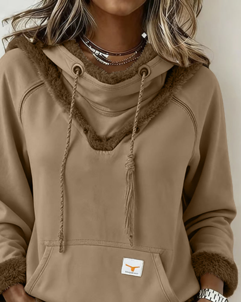 Sweat À Manches Longues À Détails Patchwork Et Poche