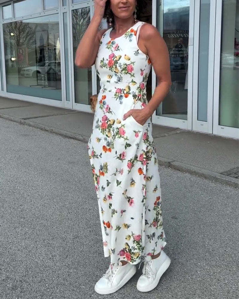 Robe Sans Manches Imprimée Décontractée