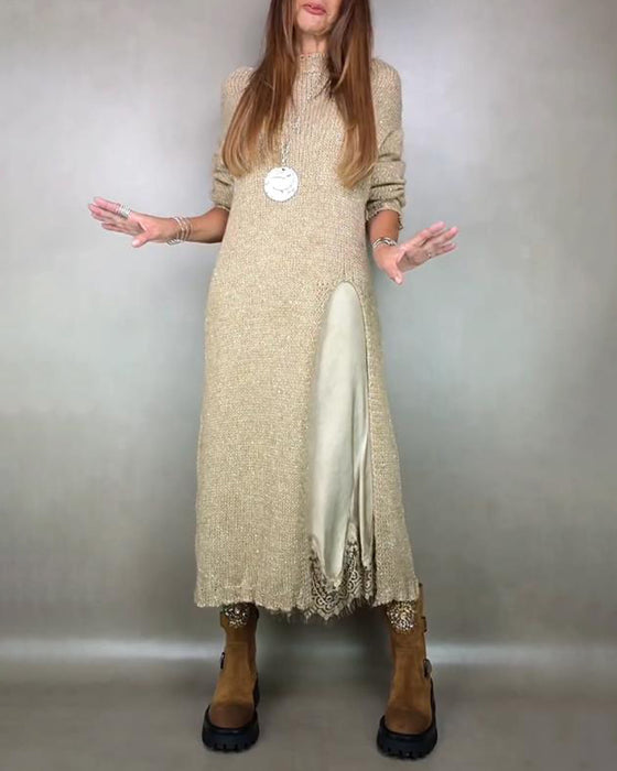 Ensemble Deux Pièces Avec Robe Tricotée Et Robe Cami En Dentelle