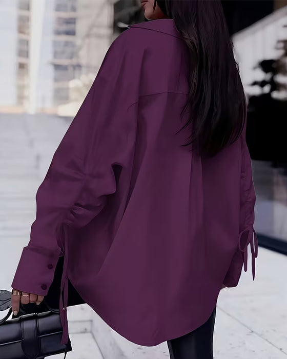 Chemise Attacher Froncé Bouton Devant Lâche