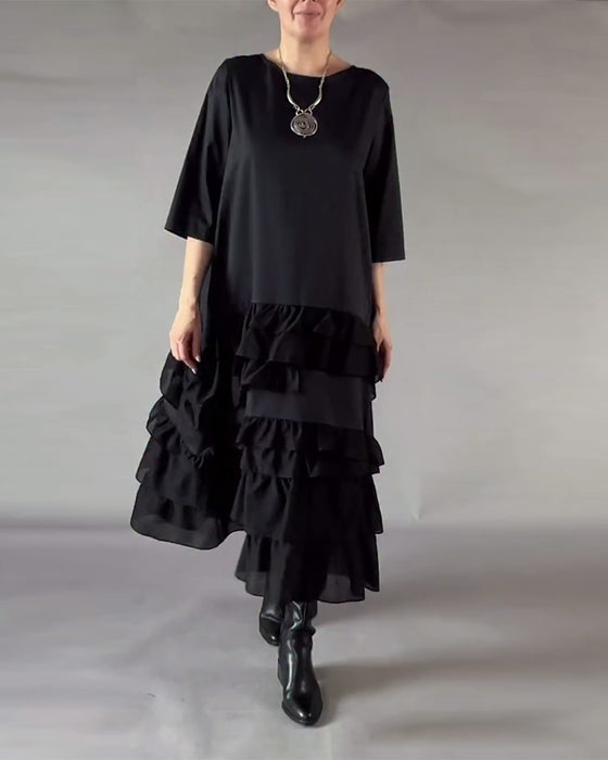 Robe À Col Rond À Double Couche