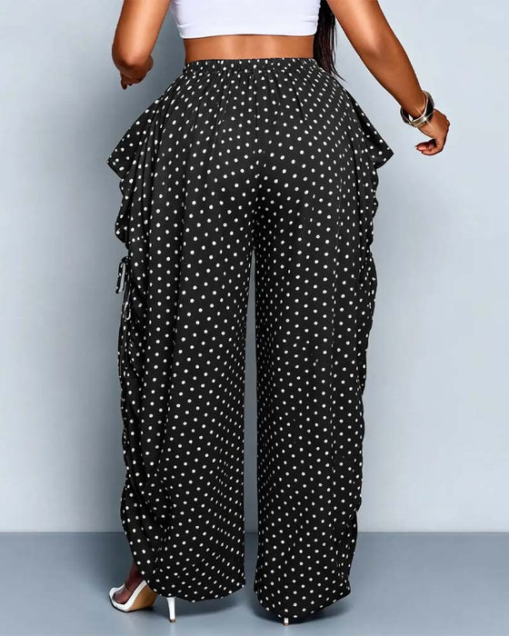Pantalon Petit Pois Large Jambe Lounge