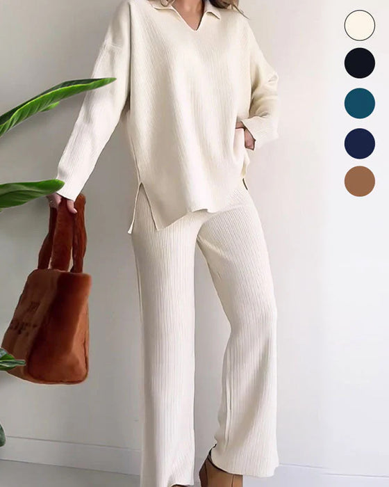 Ensemble De Deux Pièces Avec Caractéristiques Couleur Uni Et Tricot