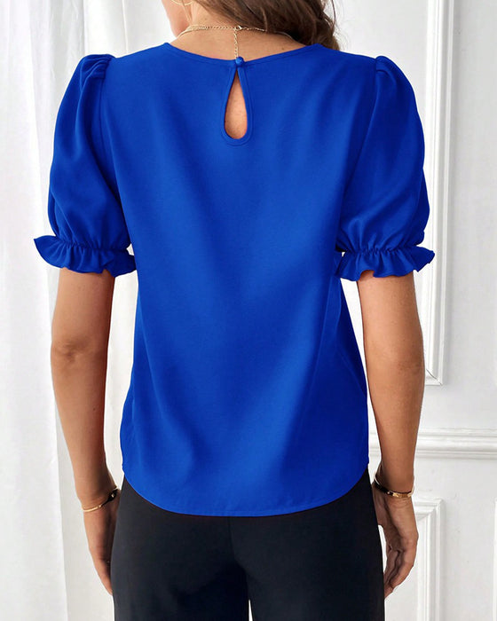 Blouse Couleur Unie Col Rond