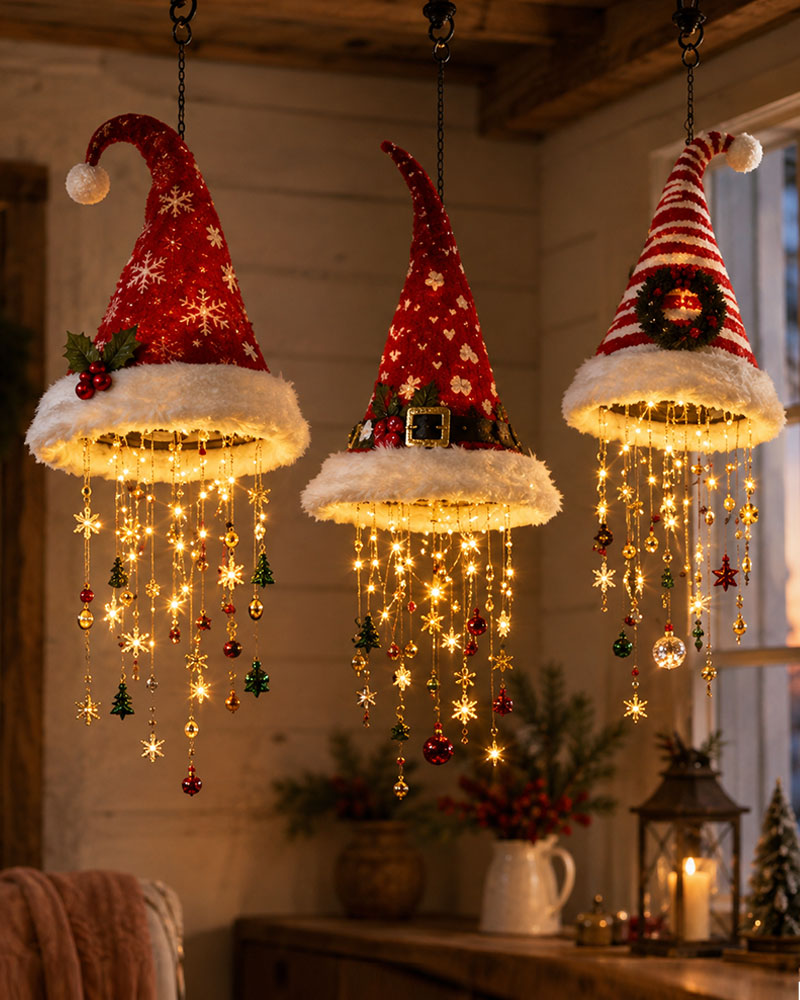 🎅 Chapeau De Père Noël Lumineux Lustre Suspendu🎄